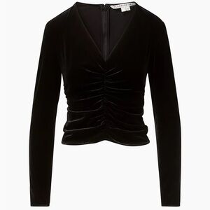 New Veronica Beard Pelona Velvet Ruched Top in Black Size 8